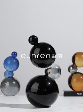欧式轻奢创意几何水晶球家居桌面C摆件软装饰样板房间工艺品小摆