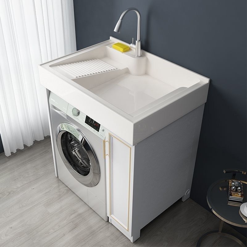 洗衣池盆c阳台洗手盆带搓板高低盆石英石切角盆洗衣柜一体台盆,淘宝优惠券,粉丝福利购,淘宝优惠卷