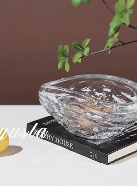 现代极简风装饰餐l厅桌面摆设玻璃水果盘摆件家居软装饰品客厅摆