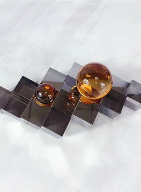 简约现代艺术烟灰水晶阶梯件售楼处样板间家居桌面创Y意软装饰品