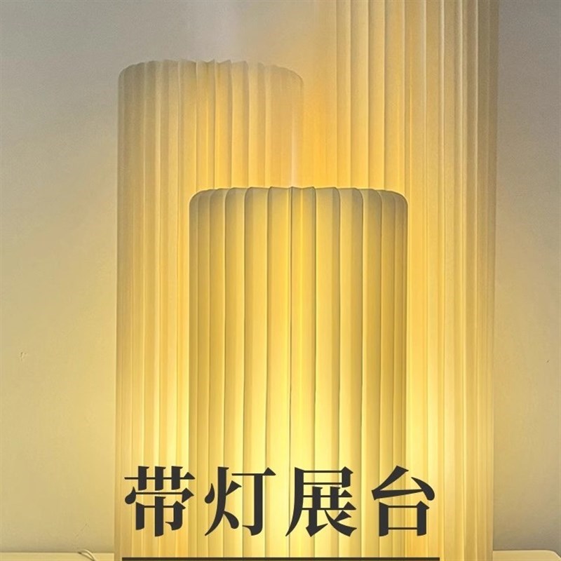 中岛直播摆件展示台发光罗马柱底座E带灯产品圆柱陈列橱窗模特展 - 图2