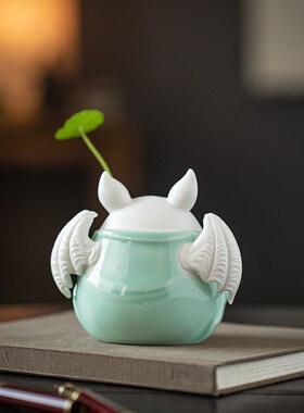 福从天降 创意陶瓷蝙蝠小摆件招财纳G福家居客厅玄关电视柜装饰品