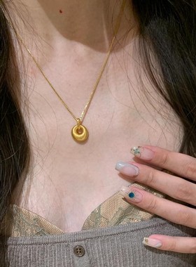 金坨坨暴富金色拉丝福包项链女