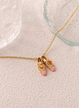 韩版芭蕾舞鞋碎钻项链小众设计女