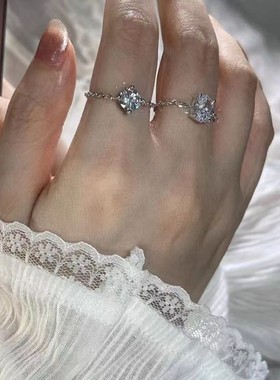 爆闪高碳石可抽拉戒指女新款爆款