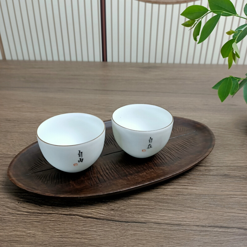 干泡盘黑檀木茶盘整块实木简约大小茶台小号日式茶奉托盘 - 图2