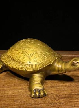 铜寿字龟送寿礼品纯铜聚宝盆龙龟客厅办公室装饰品龙头龟玄关摆件