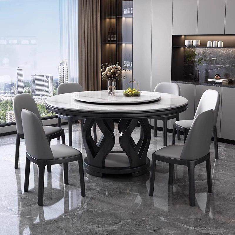 轻奢岩板酒店餐桌椅组合现代家用圆形吃饭桌10人实木大圆桌带转盘,淘宝优惠券,粉丝福利购,淘宝优惠卷