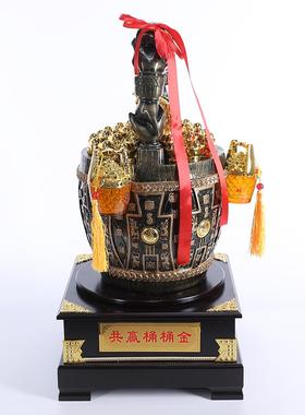 共赢桶桶金摆件一桶金聚宝盆工艺礼品店铺开业办公室桌面家居装饰