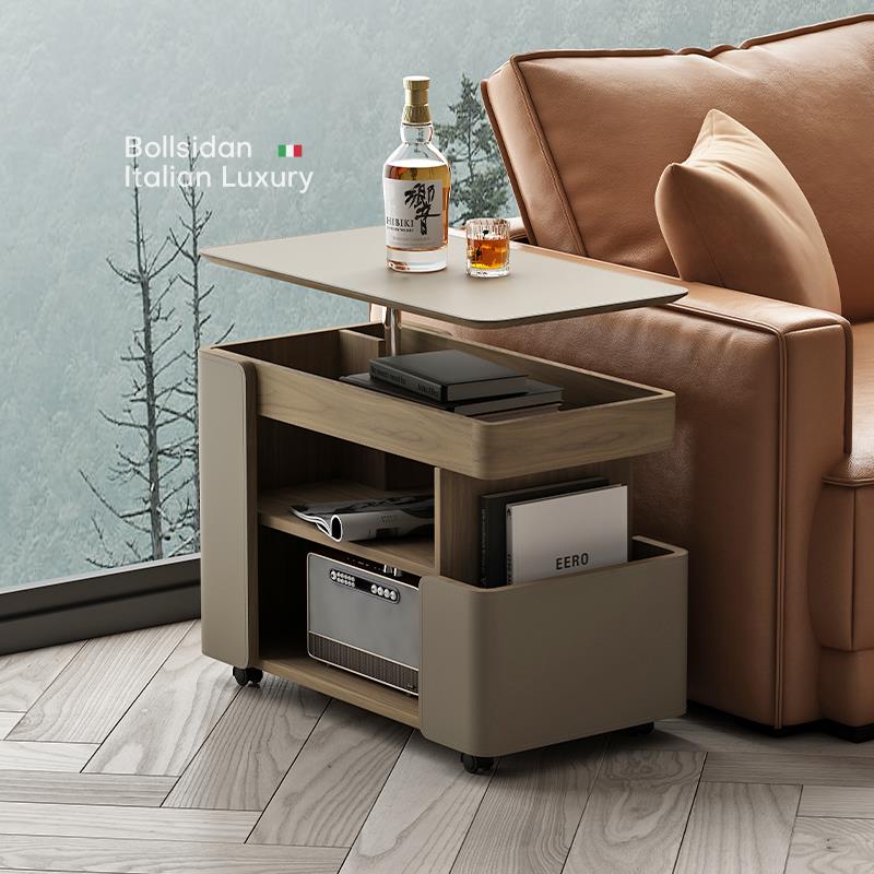 意式升降小茶几可移动小推车客厅沙发侧边柜巴士边几阳台茶桌茶台 - 图0