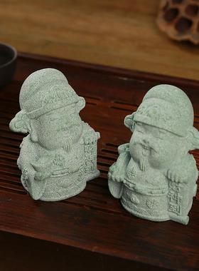 青砂石财神爷茶宠摆件福禄寿茶桌创意微景观鱼缸假山造景招财饰品