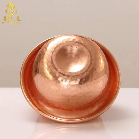 Ethnic style hand-beaten water supply bowl red copper embossed hammered pattern Nepalese household blessing water cup