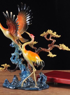 彩铜松鹤延年摆件送爷爷奶奶长z辈生日贺寿祝寿礼物家居玄关装饰