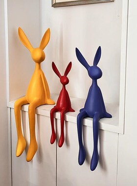 简约现代创意网红卡通坐姿长耳兔子摆G件客厅电视柜酒柜桌面装饰