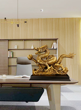 速发铜龙摆件工艺品黄铜招青龙客厅办公室五爪铜O龙Q大号2024新年