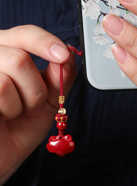 新品真品天然朱砂吊坠男女儿童项链手H机链钥匙扣挂件护身符毛衣