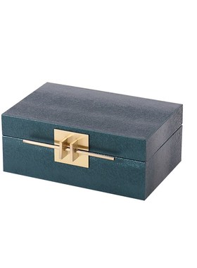 极速新中式样板间衣帽间绿色复古金属配J件装饰盒摆件床头柜创意