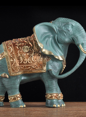 极速彩铜大象摆件一对招财象工艺品家居客厅玄关装饰W品乔迁商务