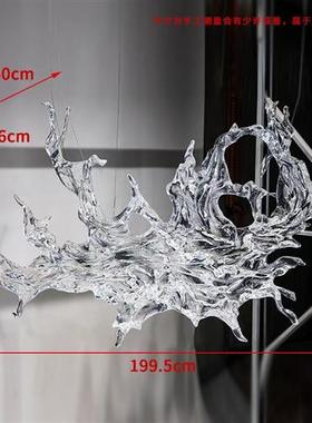 天花板顶部悬挂件装饰创意透明树脂浪花空中吊饰艺术雕塑抽象挂饰