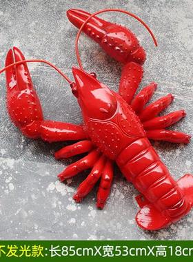玻璃钢发光小龙虾模型仿真螃蟹雕塑海鲜餐厅摆件门头招牌装饰灯箱