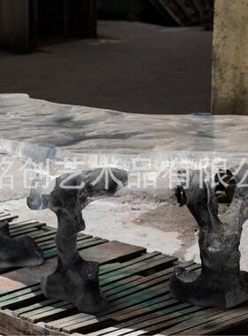 铂晶透明树脂冰岛水晶茶桌现代异形套装桌椅