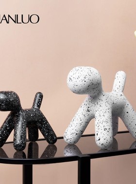 斑点狗创意家居i装饰摆件轻奢现代黑白气球狗树脂摆件样板房装饰