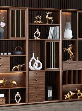 新中式摆件家居饰品创意简约客厅酒柜轻奢P博古架书柜装饰摆设