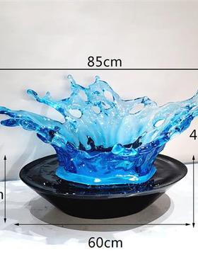 大型透明水滴雕塑吊饰酒店客厅玄关树脂水花摆件装饰工艺术品挂件