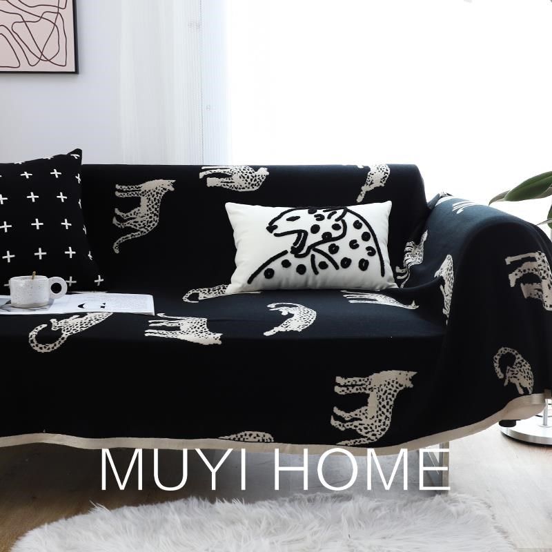 北欧毛毯针织毯复古客厅沙发毯办公I室午休毯子午睡毯黑色盖毯,淘宝优惠券,粉丝福利购,淘宝优惠卷