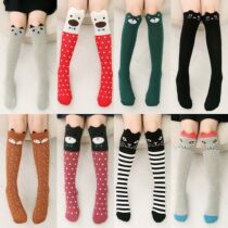 pair children socks long socks girls cartoon knee socks