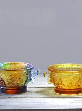 琉璃五路财神聚宝盆招财风水摆件居家客厅商铺摆放装饰开业送礼