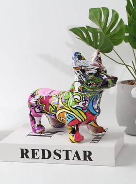 创意狗狗树脂工艺品柯基摆u件客厅桌面玄关装饰品树脂家居小摆件