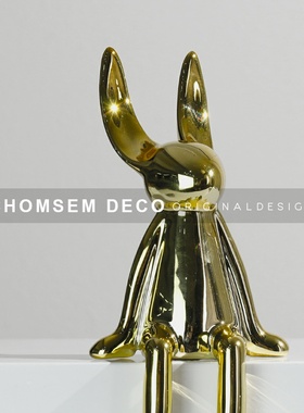 现代轻奢b卡通长耳兔摆件软装饰品家居样板房间售楼处书房艺术摆