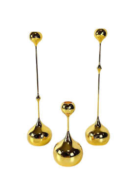 电镀不锈钢烛台j摆件家居餐桌装饰品桌面三件套轻奢金属水滴蜡烛