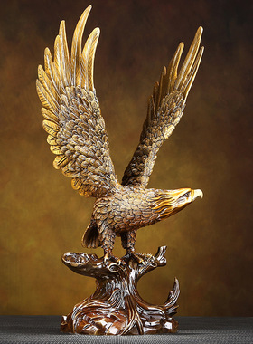 铜欣祥黄铜老鹰摆件家居办公室大鹏展翅铜工艺品开业礼品一展宏图