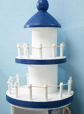 1米地中海家居风格装饰摆设实木灯塔CD架搁/展示柜展示架装饰柜