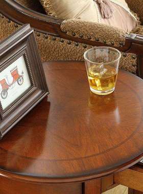 边几实木小圆桌简约角几沙发圆几美式客厅小茶几欧式电话桌s^