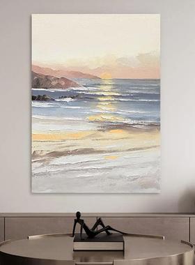 日出东方玄关油画装饰画现代简约客厅卧室挂画风景纯手绘肌理画