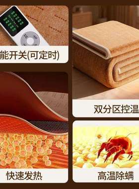 电热毯双人双控家用电褥子单人学生宿舍新款智能调温控除螨电褥子