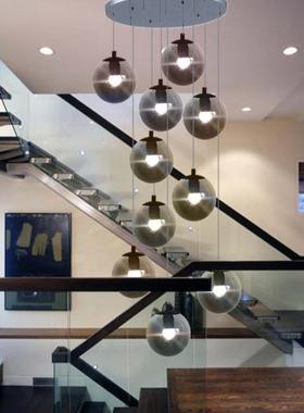 创意楼梯吊灯简约现代别墅复式楼旋转长北欧大气客厅灯具楼道灯