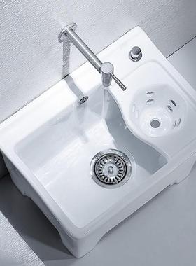 墩布池搓衣板拖把池洗衣池一体拖布池地盆家用阳台卫生间洗拖把槽