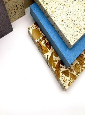 水磨石预制贝壳浅蓝无机水磨石防滑地面砖墙面人造石地坪材料