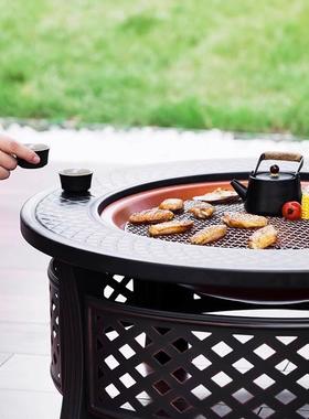 家用围炉煮茶烤火盆木炭庭院烧烤炉桌室内取暖炉烤火炉户外烧烤架