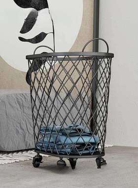 北欧浴室脏衣篓洗衣篮垃圾桶衣物玩具收纳蓝脏衣服收纳框金色默认