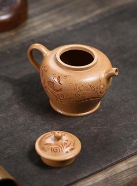 宜兴紫砂壶手工壶原矿紫砂老段泥中式茶壶官帽壶一路莲升190ml