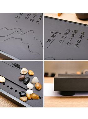 乌金石茶盘天然茶室整块家用办公刻ogo干泡盘石茶盘