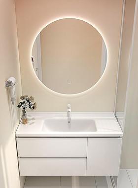 实木浴室柜组合现代简约陶瓷一体盆洗手洗脸台盆轻奢卫生间洗漱台