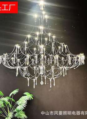 复式楼梯公寓水晶吊灯大厅中空家具展厅光立方样板间家用灯具