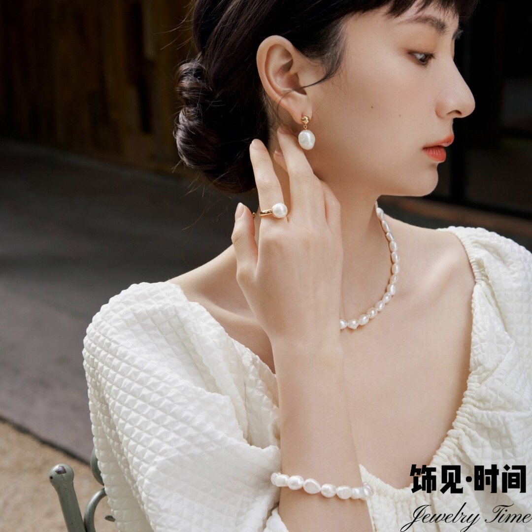 French retro natural pearl ring niche high-end light luxury index finger ring opening adjustable ring hand jewelry