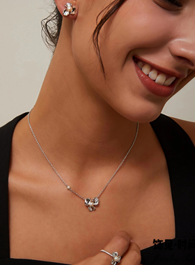 新款小花爆闪镶锆天然珍珠耳环网红时髦气质戒指花朵高级小众项链